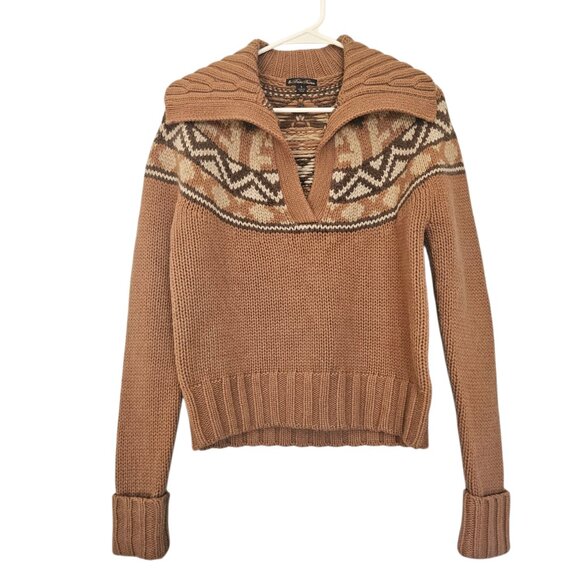 $348 Brooks Brothers Alpaca Wool Fair Isle Sweater Brown Multi Women’s SZ Small - Picture 3 of 12